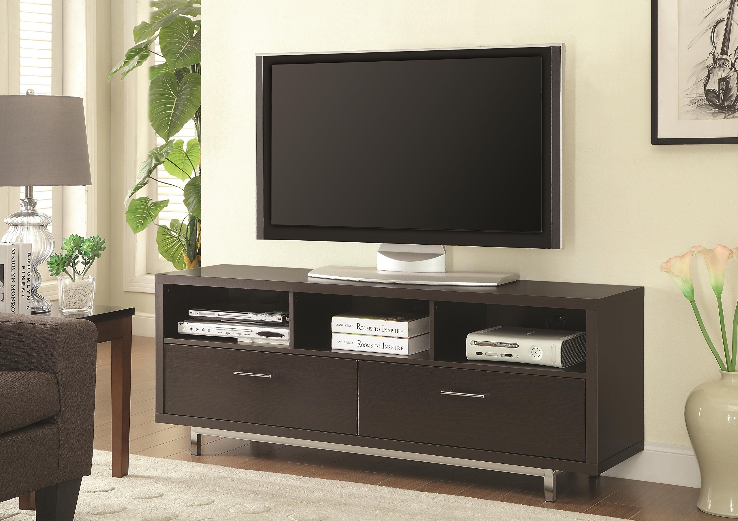 Modern Cappuccino TV Stand with Storage - Transitional Style Entertainment Center for Living Room, Bedroom & Home Theater
