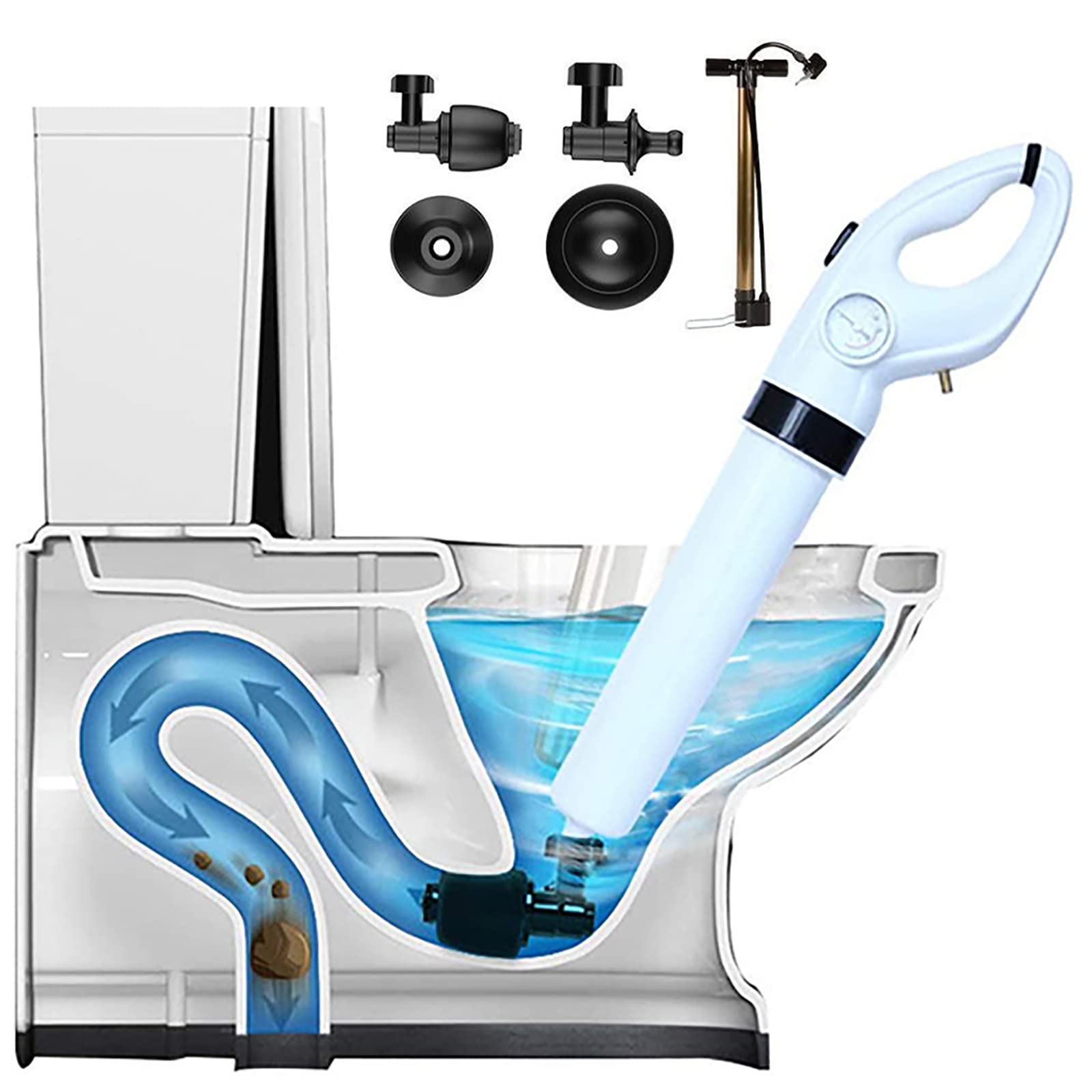 **High Pressure Air Drain Blaster - Powerful Toilet & Sink Plunger for Clogged Pipes - Manual Pump Cleaner for Bathroom, Kitchen, Floor Drains - Unblock Drains Fast & Easily - Perfect for Home & Commercial Use**