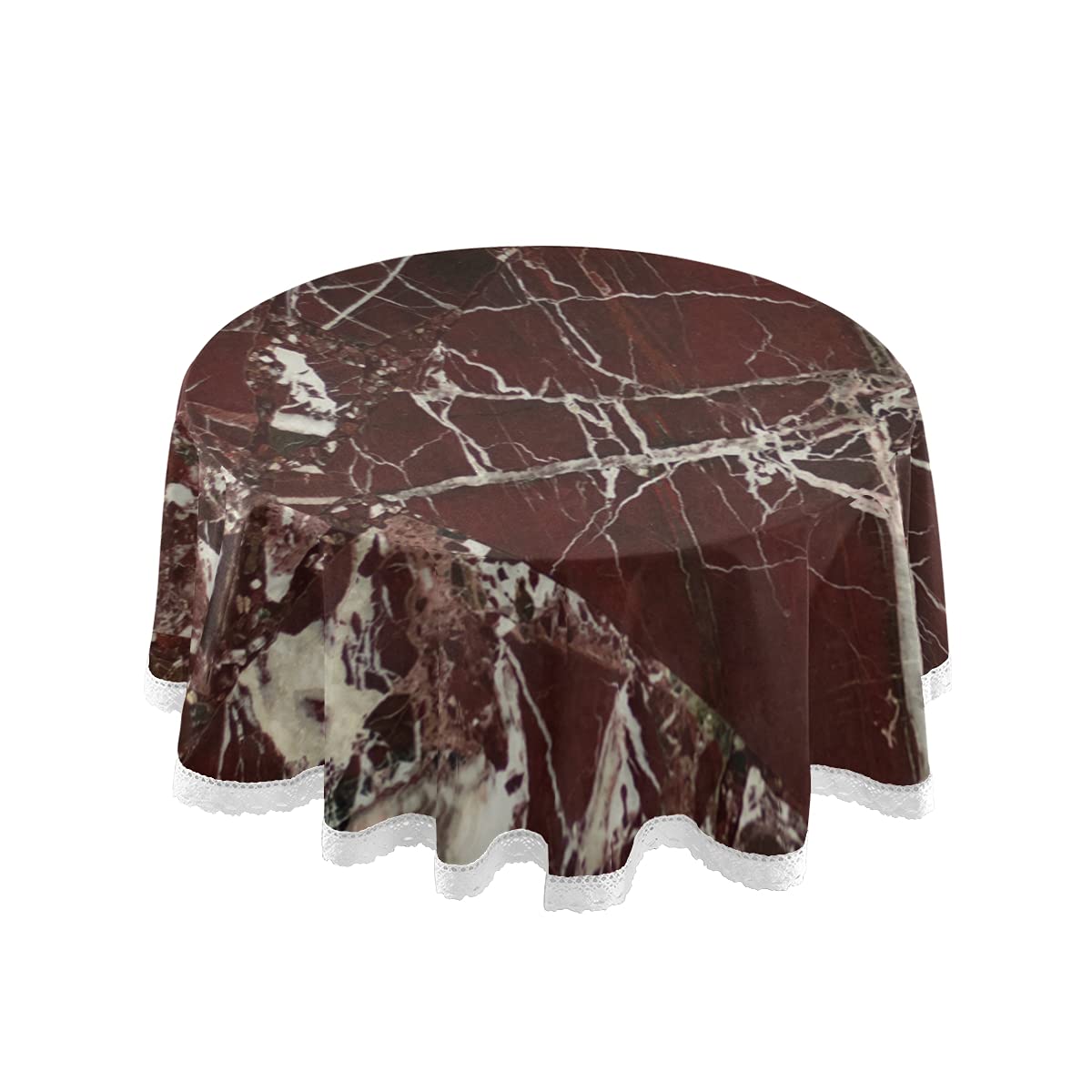 60 Inch Round Dark Red Marble Texture Tablecloth - Waterproof, Stain Resistant & Washable Polyester Table Cover for Dining, Parties, Buffet, Camping & Outdoor Picnics - Elegant Home Decor & Holiday Table Setting