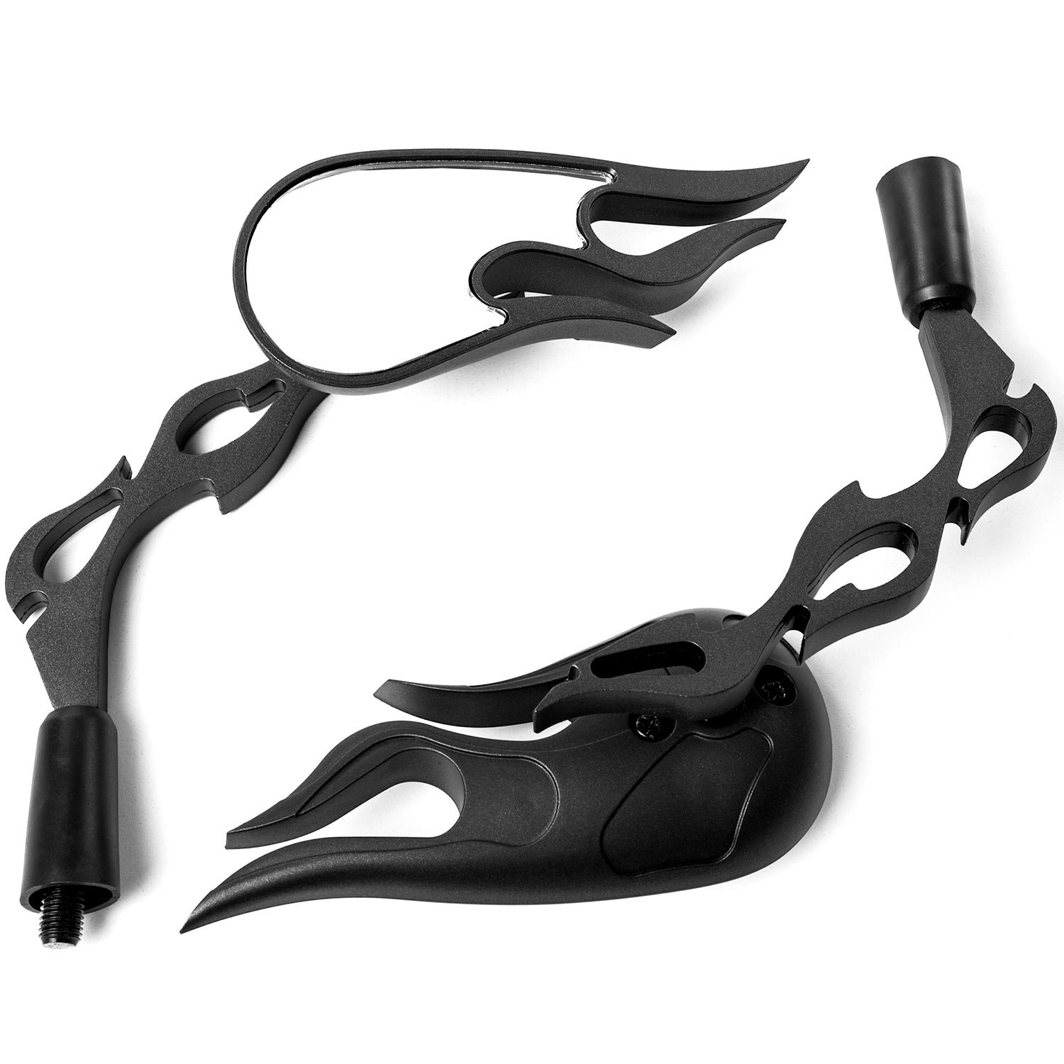 Krator Flame Custom Black Motorcycle Rear View Mirrors for Victory Hammer 8-Ball - High Visibility Safety Mirrors for Cruiser Bikes, Perfect for Highway Riding and Urban Commuting