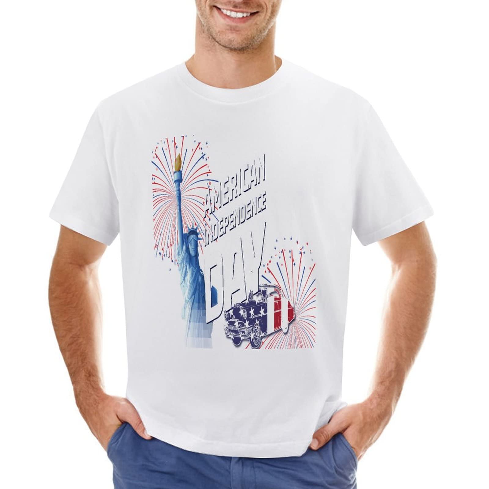 **Men's Patriotic 4th of July T-Shirts - Short Sleeve Graphic Tees for Independence Day Celebrations, BBQ Parties & Summer Outfits**