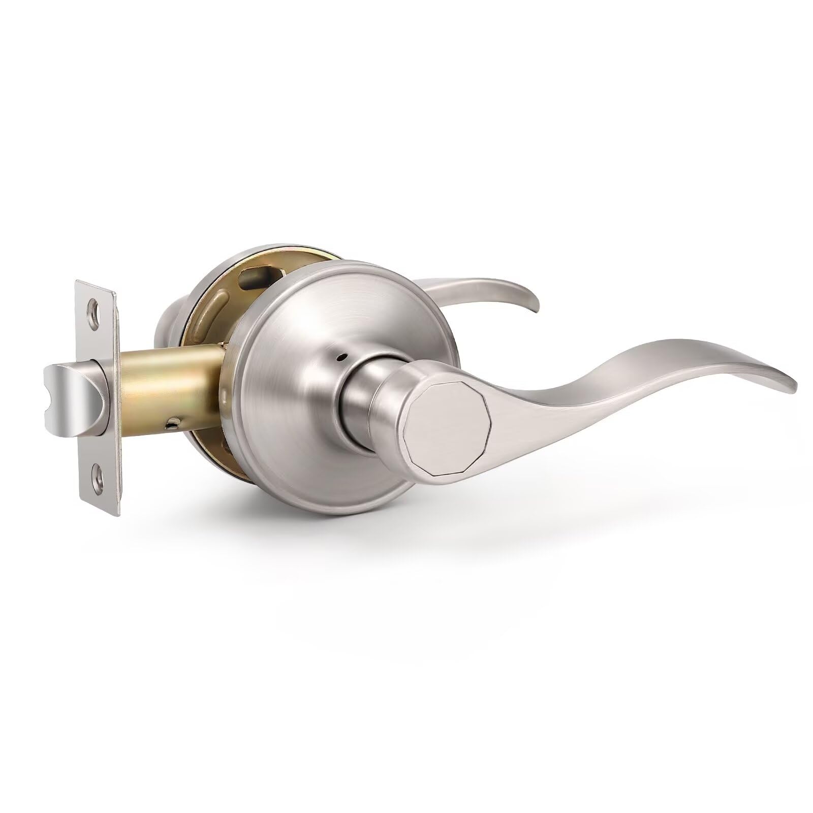 5-Pack Keyless Pantry Door Lock - Satin Nickel Closet & Interior Door Handle Set, Durable Zinc Alloy Construction - Perfect for Home, Office, and Storage Room Security