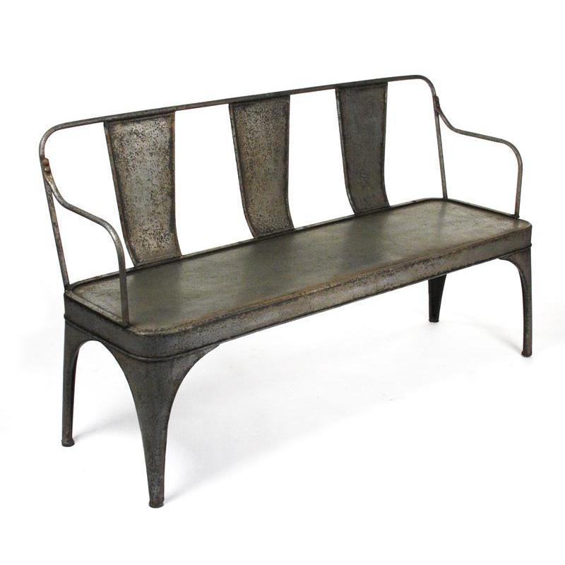 Iron Metal Cafe Bench - Heavy Duty Outdoor Garden Bench for Patio, Park, and Restaurant Use - Rust-Resistant Steel Bistro Seating with Classic Design
