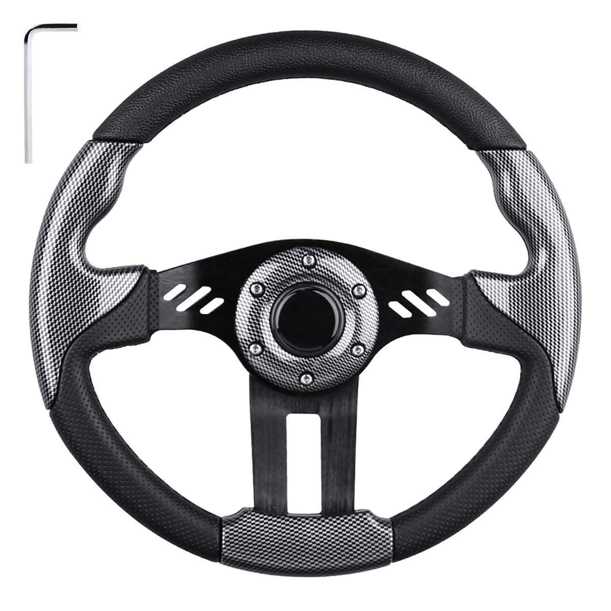 LEAPGO Golf Cart Steering Wheel & Adapter Hub Compatible with EZGO TXT RXV, Club Car DS Precedent, Yamaha - Premium Golf Cart Accessories (Check Fitment Guide) | Perfect for Course Upgrades & Customization Projects