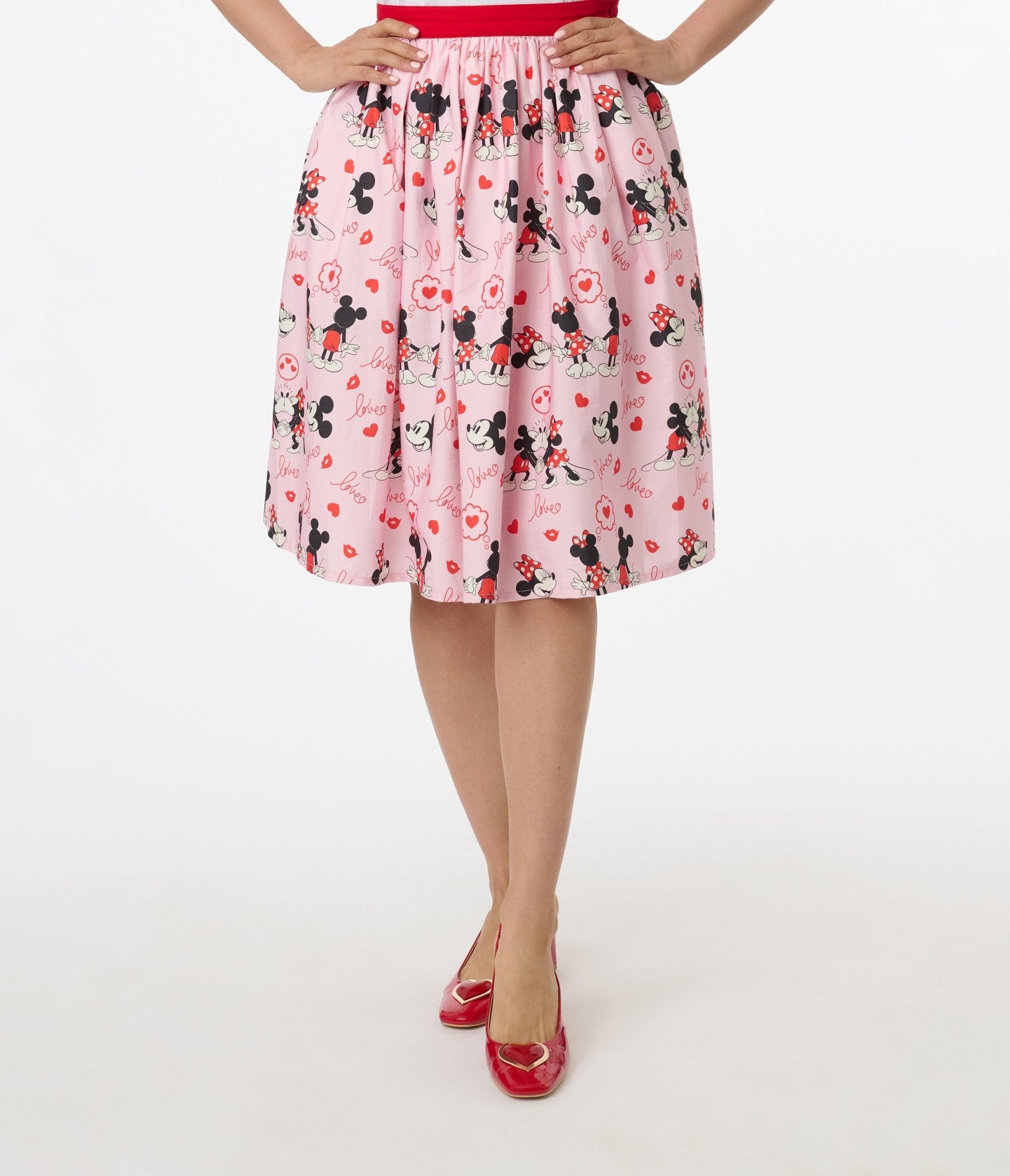 Disney Valentine's Day Collection - Vintage Mickey & Minnie Cotton Swing Skirt for Women | Cute Valentine's Outfit for Date Night & Holiday Parties