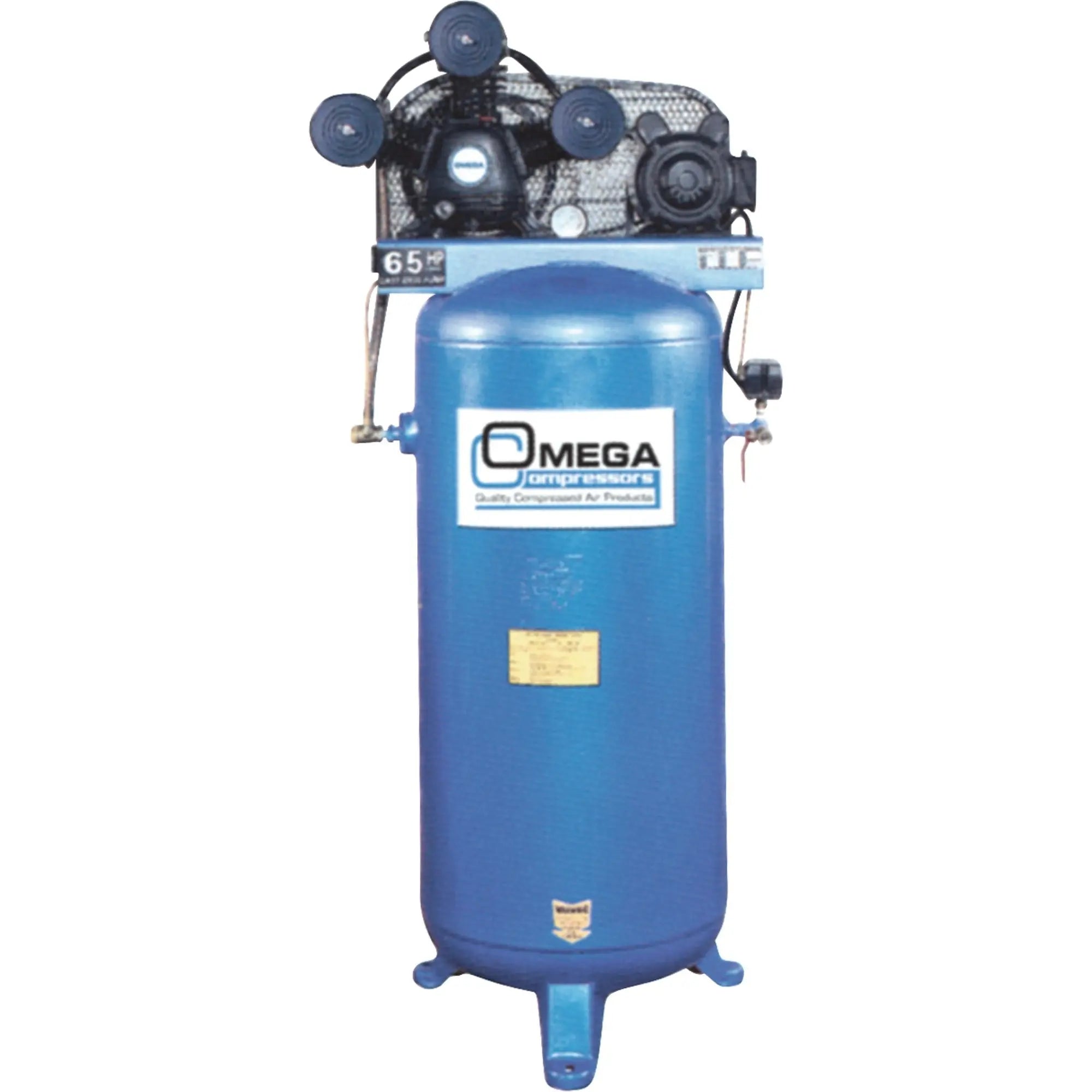 Omega PK 6560V Professional Series 50 Gallon (60 US Gal) Air Compressor - Heavy Duty for Industrial, Automotive & Home Workshop Use