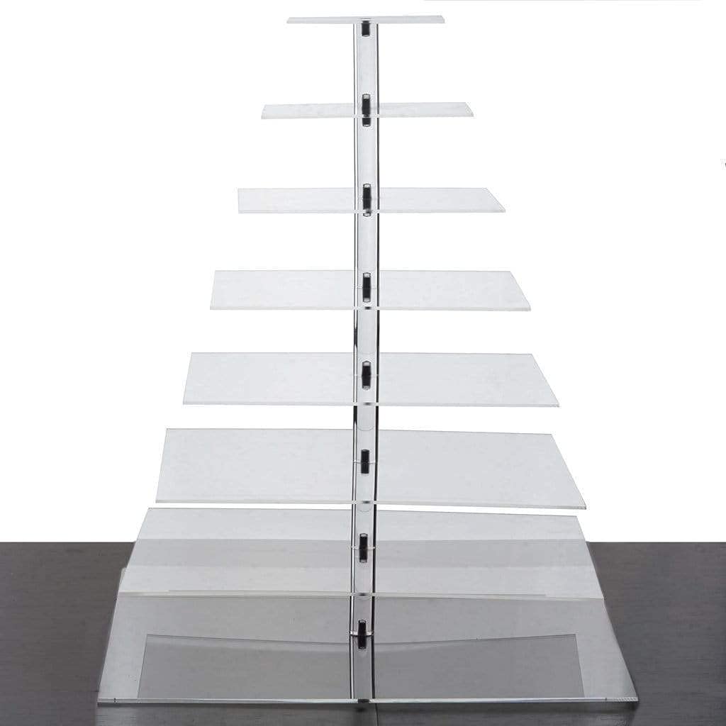 8-Tier Clear Acrylic Cupcake Stand - Premium Balsa Circle Square Crystal Display for Desserts, Wedding, Party & Buffet Serving