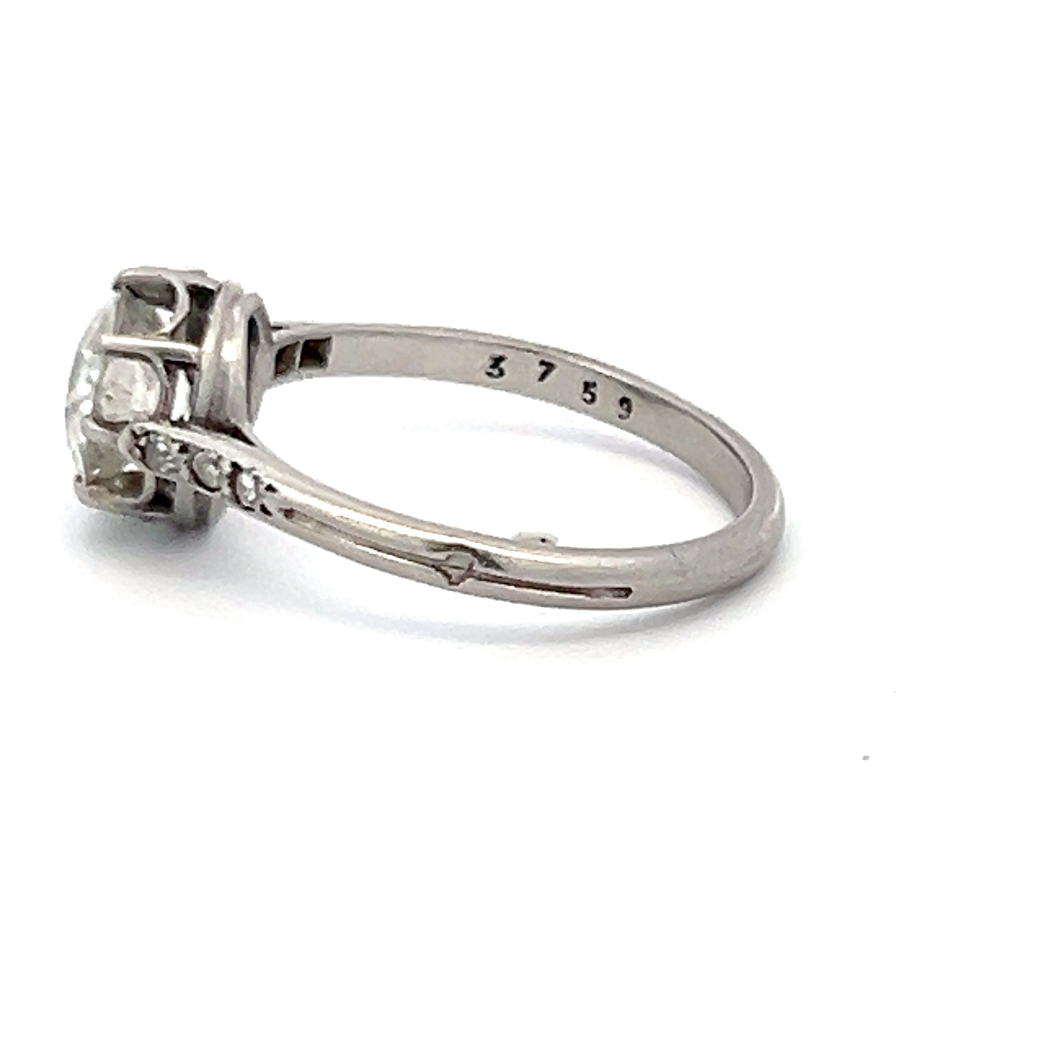 1.44 Carat Old European Cut I2 Diamond 14K White Gold Engagement Ring for Women - Vintage Style Wedding Band, Anniversary Gift, Proposal Jewelry