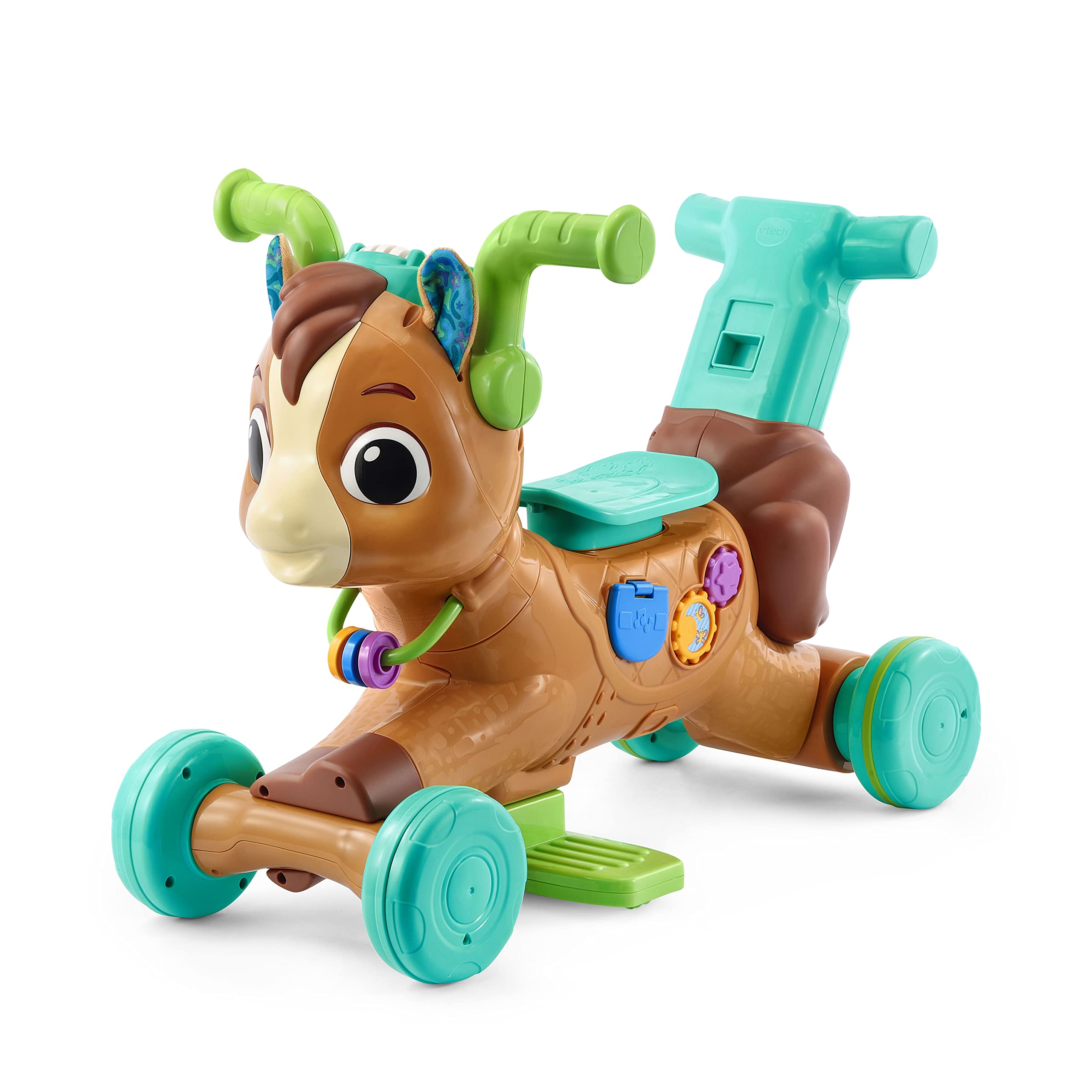 VTech Grow Along Bounce & Go Pony - Interactive Learning Toy for Toddlers, Brown (French Version) | Early Childhood Development & Pretend Play Gift