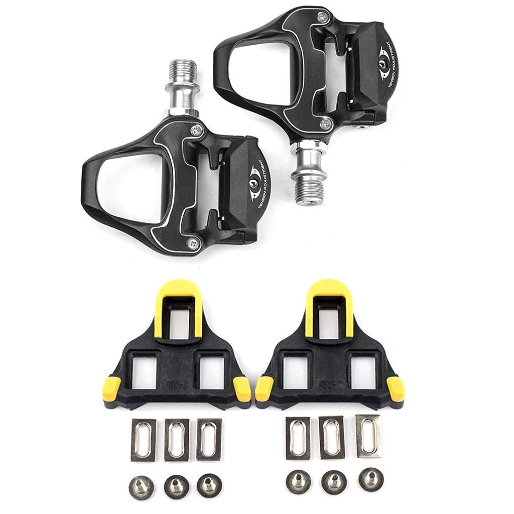 9/16 Road Bike Lock Pedals - Chrome Molybdenum Steel Shaft & Aluminum Alloy SPD-SL Pedals for Cycling - Perfect for Commuting, Road Racing & Training