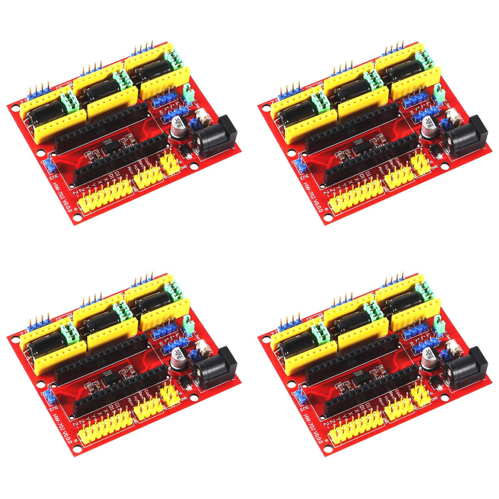 4pcs CNC Shield V4 Expansion Board Module - Compatible with Arduino Nano 3.0 & A4988 Driver - Perfect for 3D Printer DIY Kits & Engraving Machines | Ideal for CNC Prototyping, Wood Carving, and DIY Electronics Projects