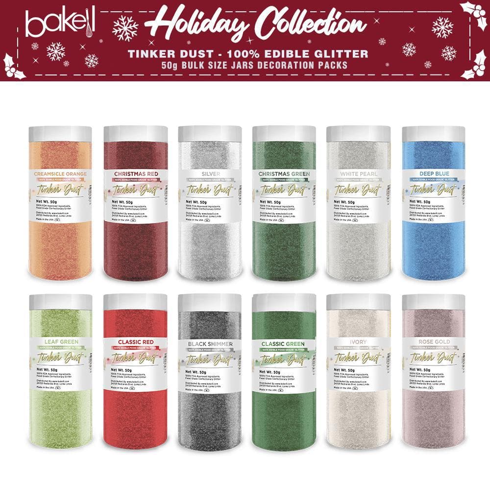 Christmas Tinker Dust Combo Pack B - 12 Piece Set with 50 Gram Jars for Holiday Crafts, DIY Slime Making, and Festive Decorations