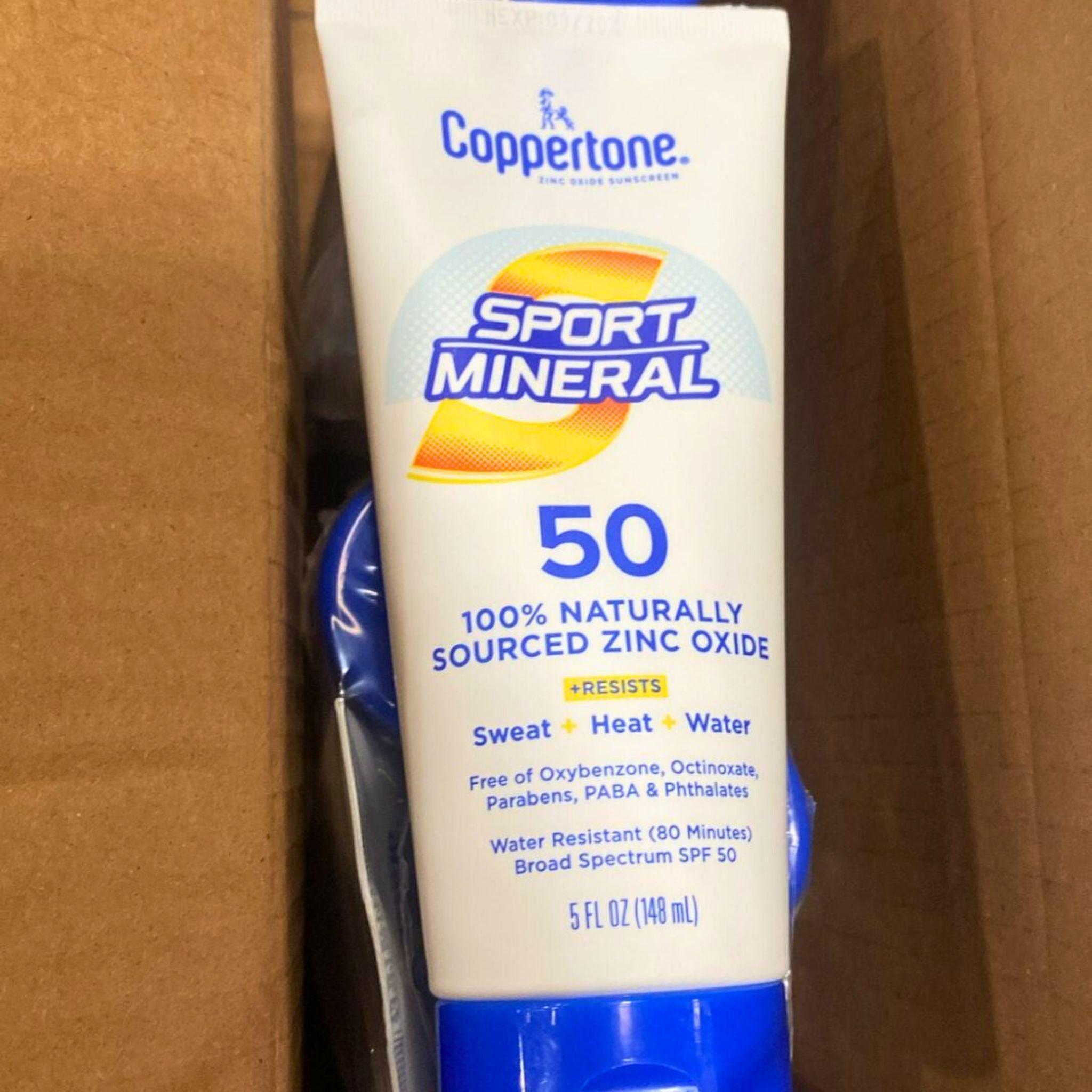 Coppertone Zinc Oxide Sunscreen Sport Mineral SPF 50 - 5 Oz (78 Pack Bulk) | Water-Resistant Sun Protection for Outdoor Activities, Swimming & Beach Days