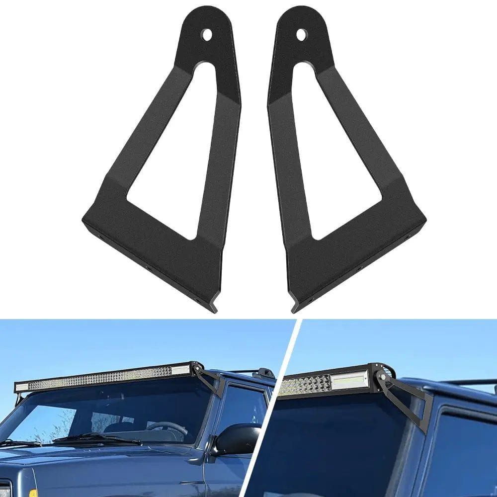 50 Inch Curved LED Light Bar Mounting Bracket Kit for 1984-2001 Jeep Cherokee XJ & 1986-1992 Comanche MJ - Universal Roof Windshield Mount - Heavy Duty Off-Road Accessories for Night Driving & Adventure