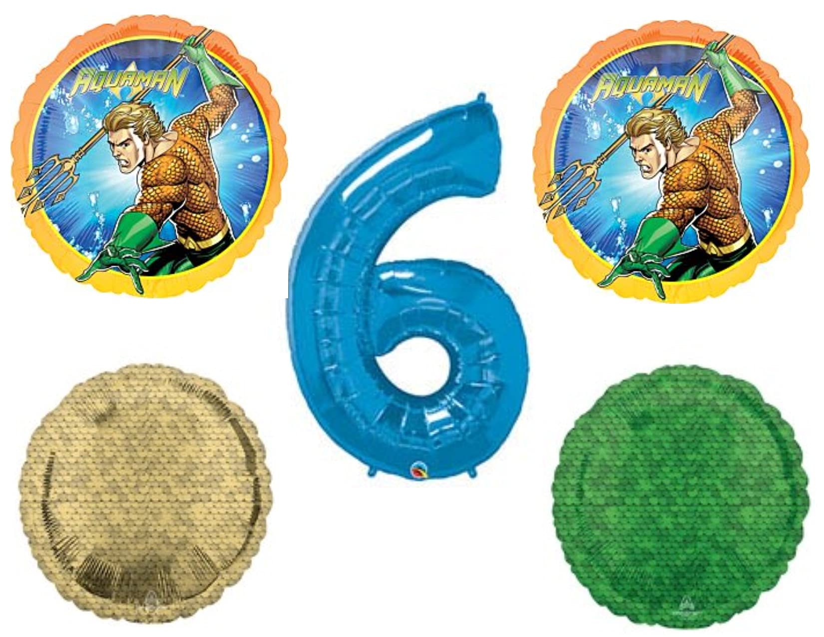 Aquaman 6th Birthday Party Balloons Decorations Supplies - Superhero Themed Party Decor for Kids Birthday Celebration, Baby Shower & Comic Book Lovers