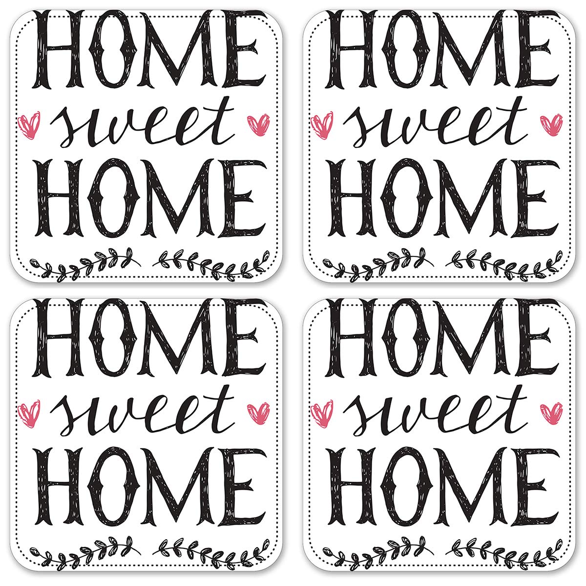 Vinyl Drink Coasters Set of 4 - Non-Slip Absorbent Home Decor for Coffee Table & Bar - Perfect for Living Room, Kitchen, and Office Use