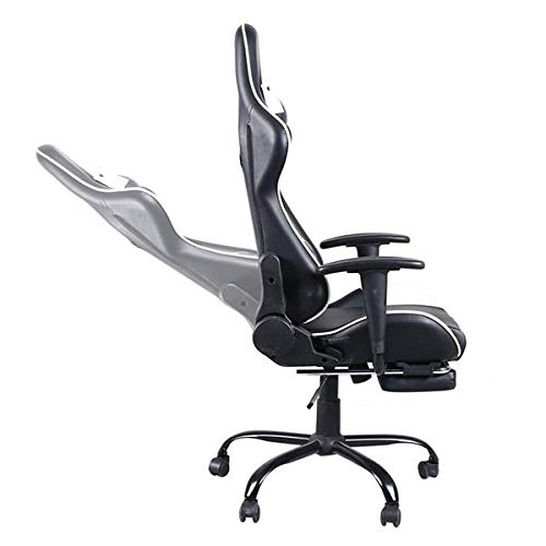 Ergonomic High Back Racing Gaming Chair - Swivel Office Chair with Adjustable Footrest, Lumbar Support & Headrest - Black & White Design for Home, Office & Gaming Setup
