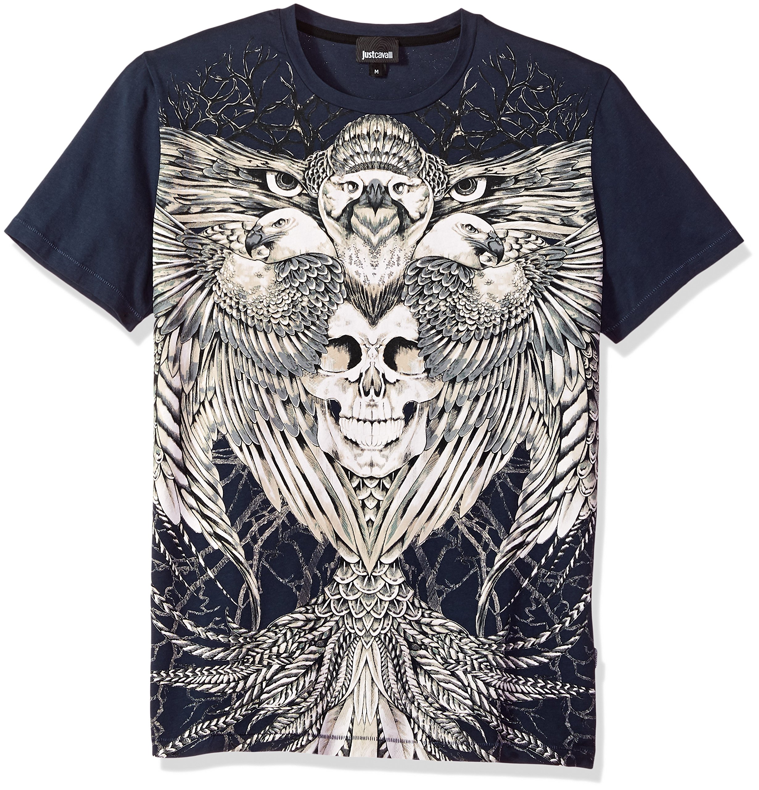 Just Cavalli Men's Skull Print T-Shirt - Stylish Casual Graphic Tee for Streetwear & Night Out
