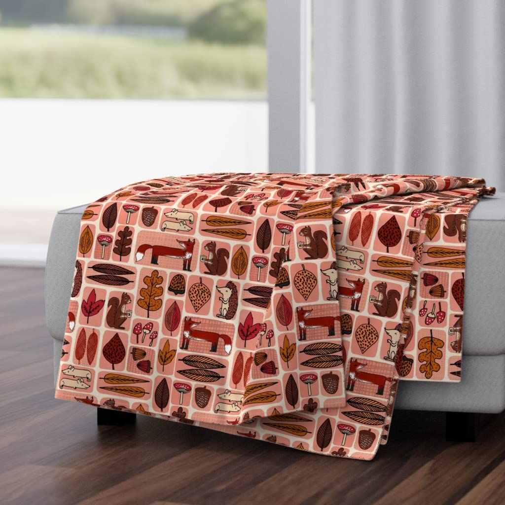 Luxe Velvet Throw Blanket 50x70 Inches - Fall Leaves Autumn Woodland Retro Print Cozy Blanket for Sofa, Bed & Home Decor | Soft Warm Fleece for Winter, Gift Idea
