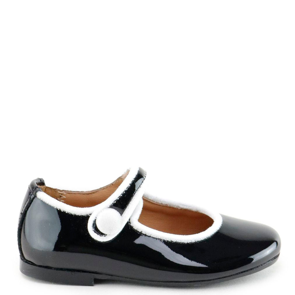 Stylish Black Patent & White Velvet Mary Jane Shoes for Women - Comfortable Dress Flats for Work, Parties & Special Occasions