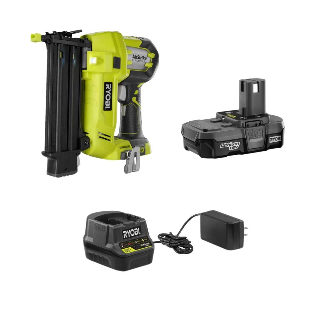 Renewed Ryobi P320 18V One+ Airstrike Brad Nailer Kit with P190 2.0Ah Battery & P118 Charger - Perfect for DIY Home Projects, Woodworking, and Trim Installation