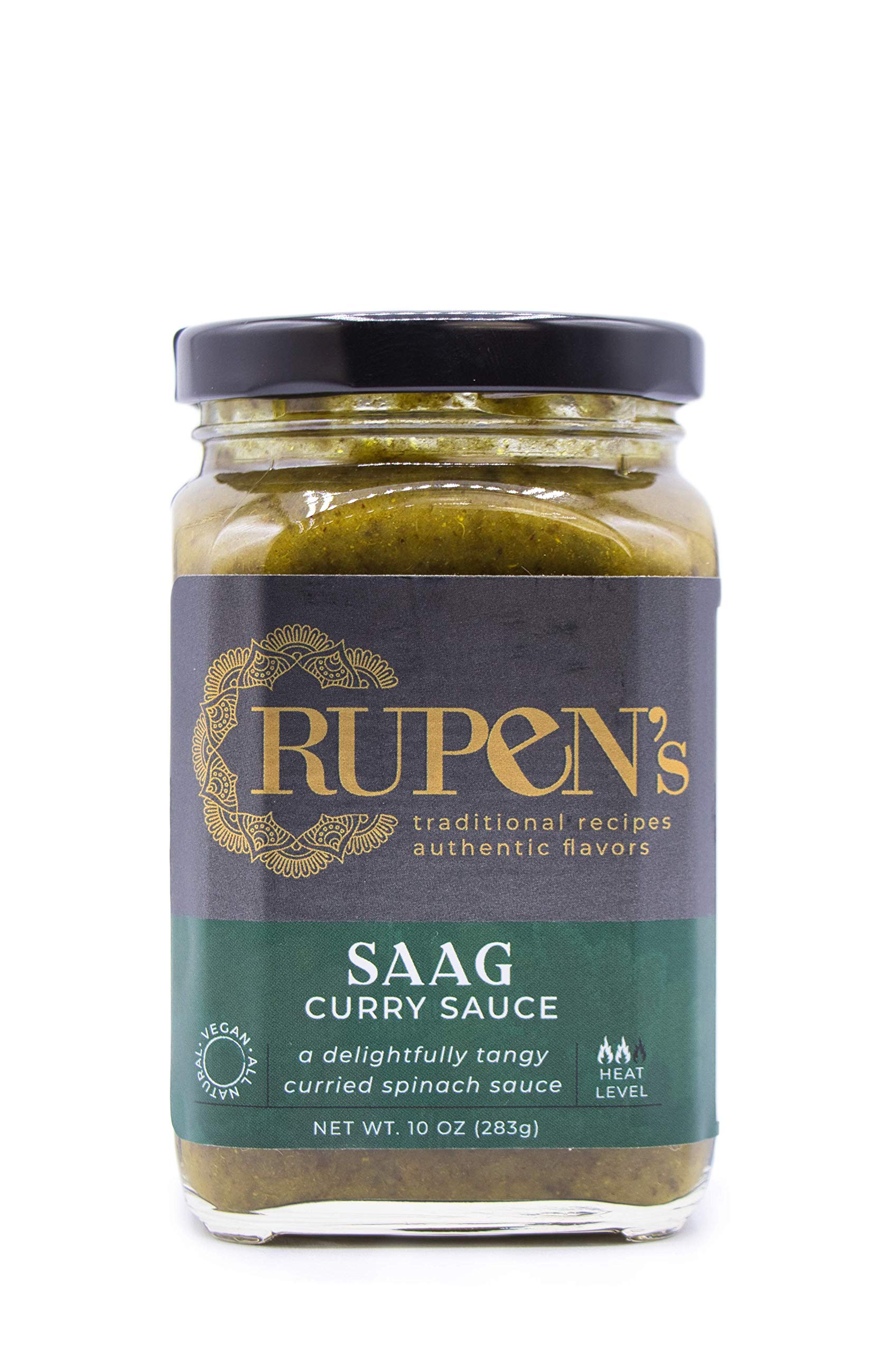 Rupen's Saag - Authentic Indian Spinach Curry Sauce | Vegan, Gluten-Free, 10oz Jar | Perfect for Rice, Naan & Meal Prep