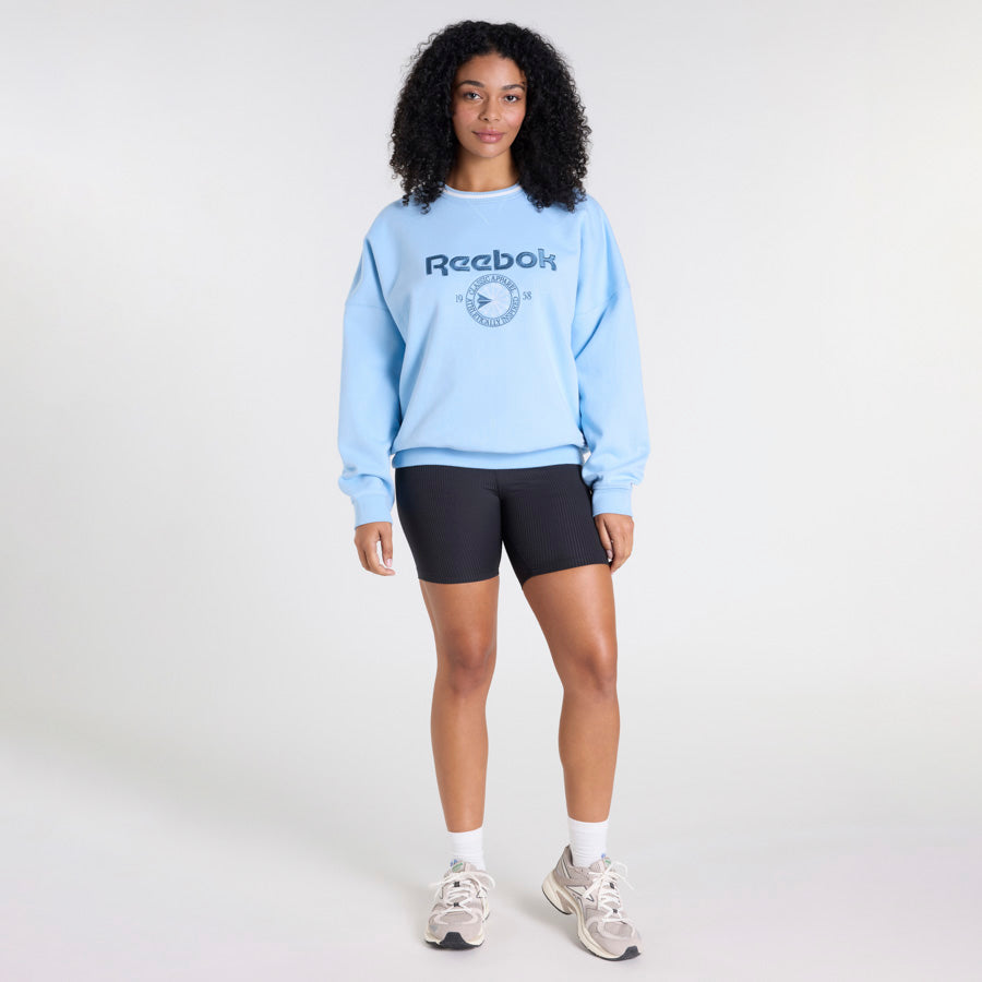 Reebok 1958 Vintage Crew Neck Sweatshirt - Y2K Retro Blue Unisex Pullover for Men & Women | Casual Streetwear, Gym Wear, 90s Fashion Outfit