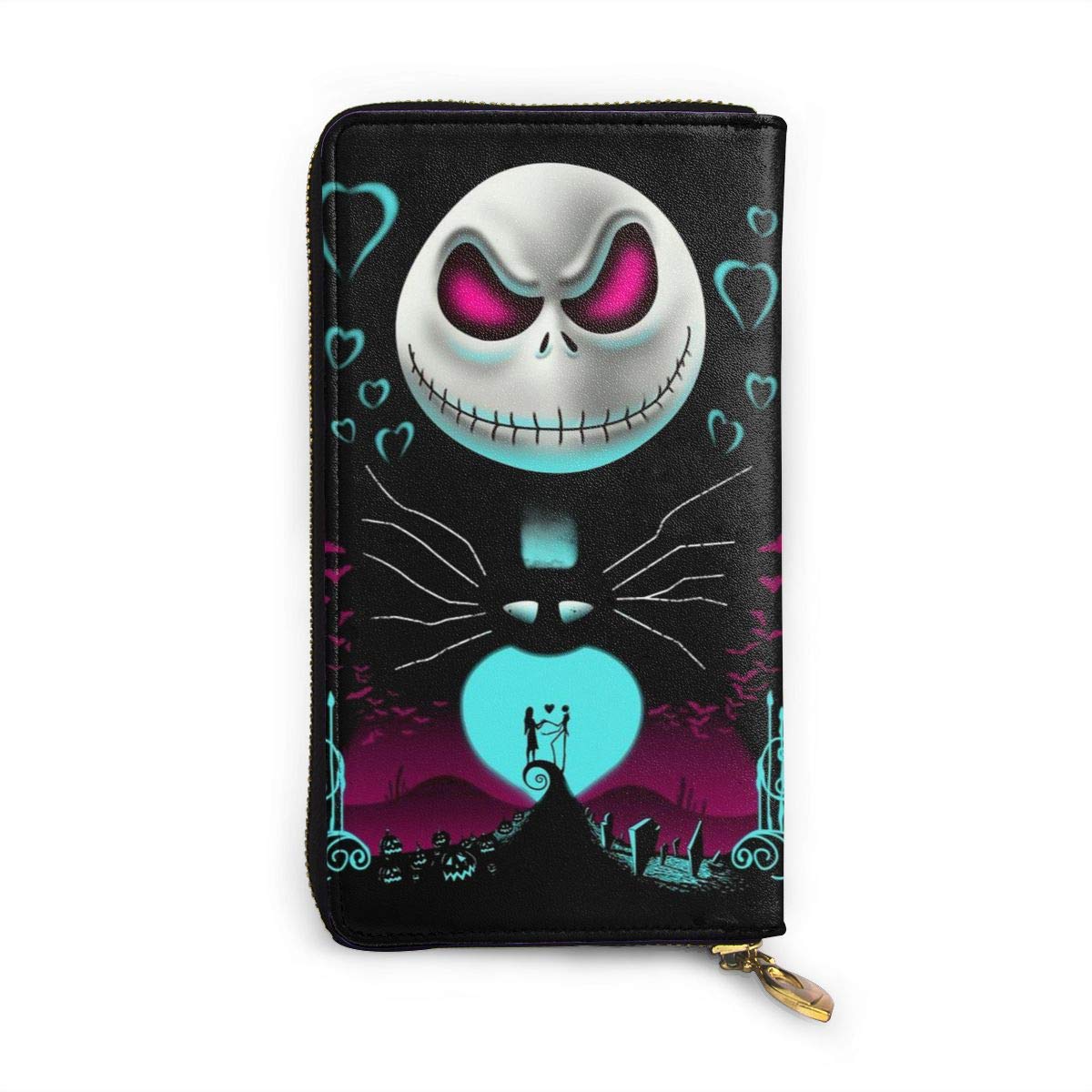 Nightmare Before Christmas RFID Blocking Genuine Leather Wallet - Slim Zip Pocket Money Organizer for Men & Women | Perfect for Travel, Shopping & Daily Use