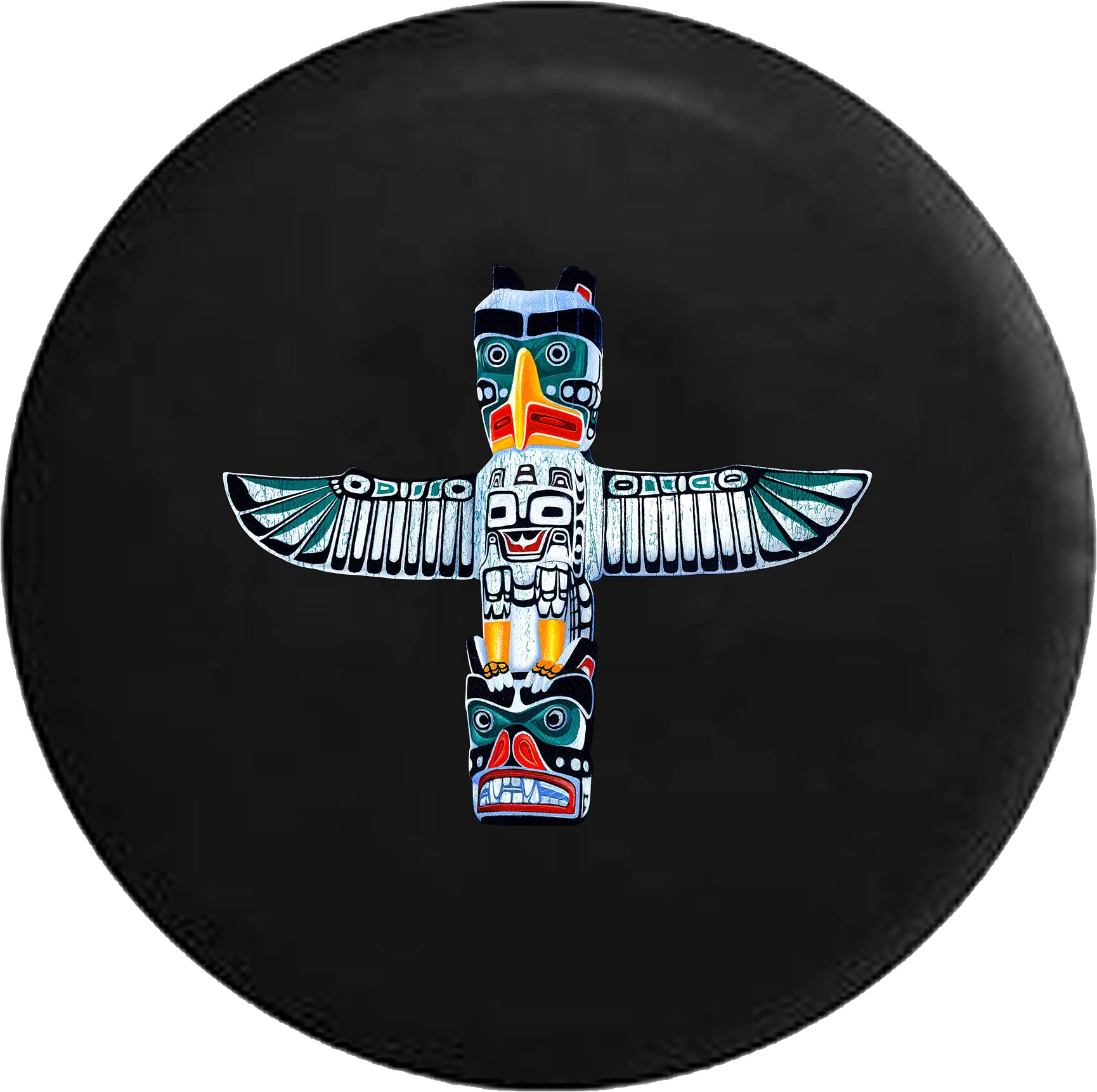 Funny Spare Tire Wheel Cover for Camper SUV Trailer Truck RV - Durable Thick PVC Leather Totem Pole Design (29 Inch Black) - Perfect for Outdoor Adventures & Road Trips