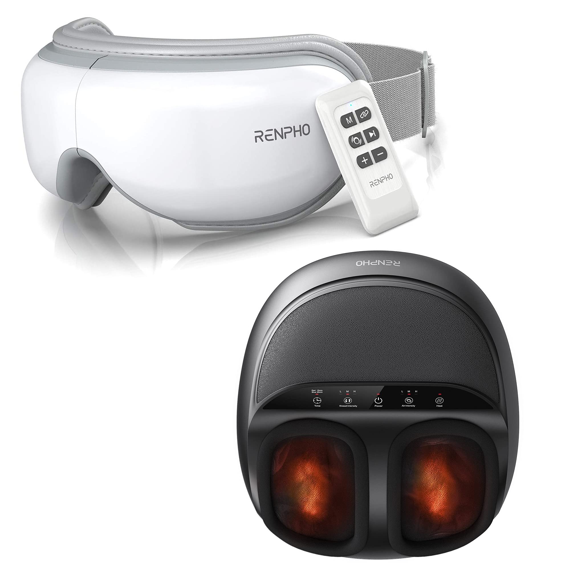 RENPHO Eye Massager with Remote Control & Foot Massager Machine with Heat - Relieve Eye Strain & Foot Pain for Home & Office Relaxation