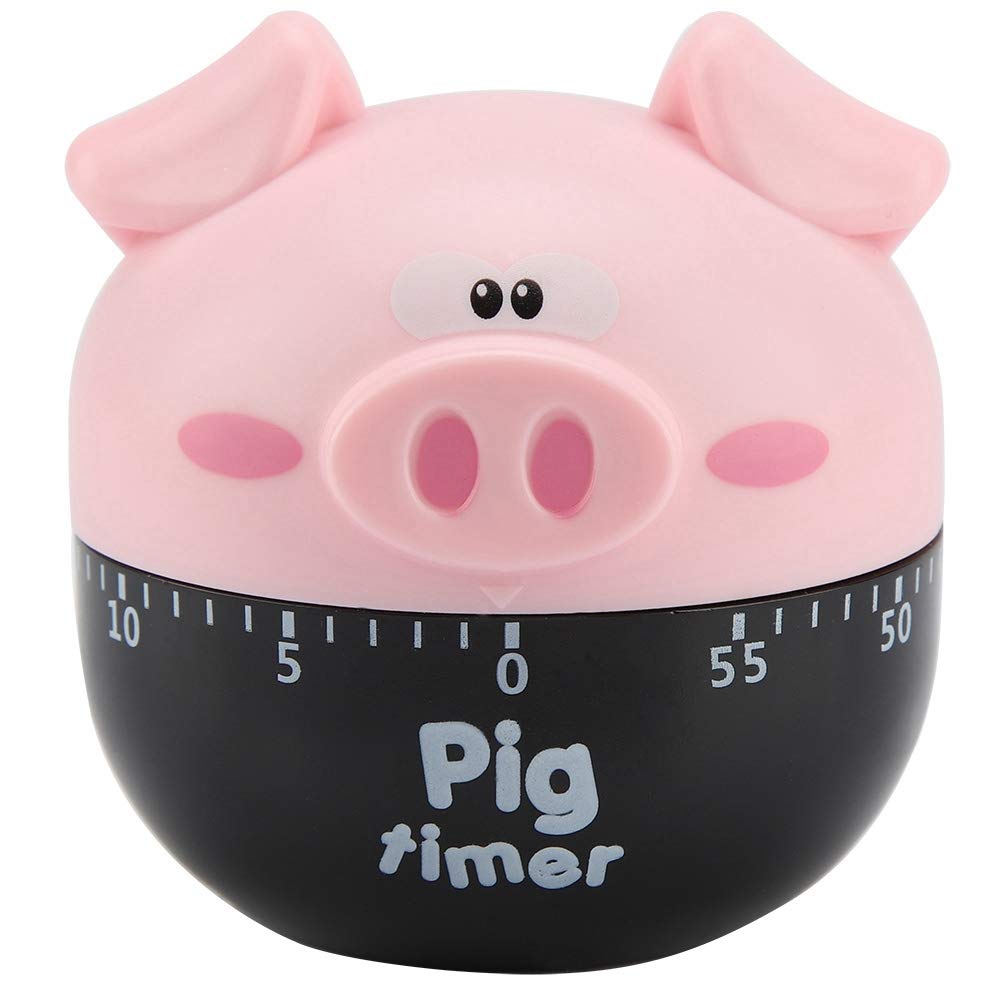 Cute Cartoon Pig Kitchen Timer - 55 Mins Mechanical Countdown Timer for Cooking, Baking, and Study - Easy to Use Mini Timer for Home, Office, and Classroom