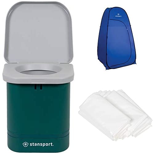Stansport Portable Privacy Shelter with Camp Toilet & Replacement Bags - Outdoor Camping, Hiking & Emergency Toilet Solution