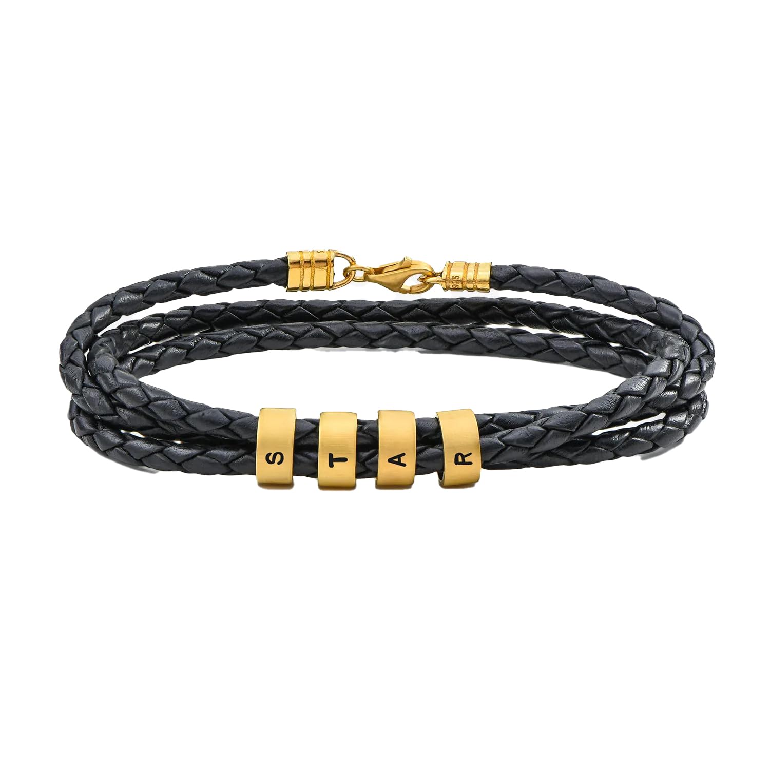 MyNameNecklace MYKA - Personalized Navigator Braided Leather Bracelet for Men - Custom Engraved Gift for Him, Father's Day, Christmas, Birthday Present - Perfect for Outdoor Adventures, Travel & Daily Wear