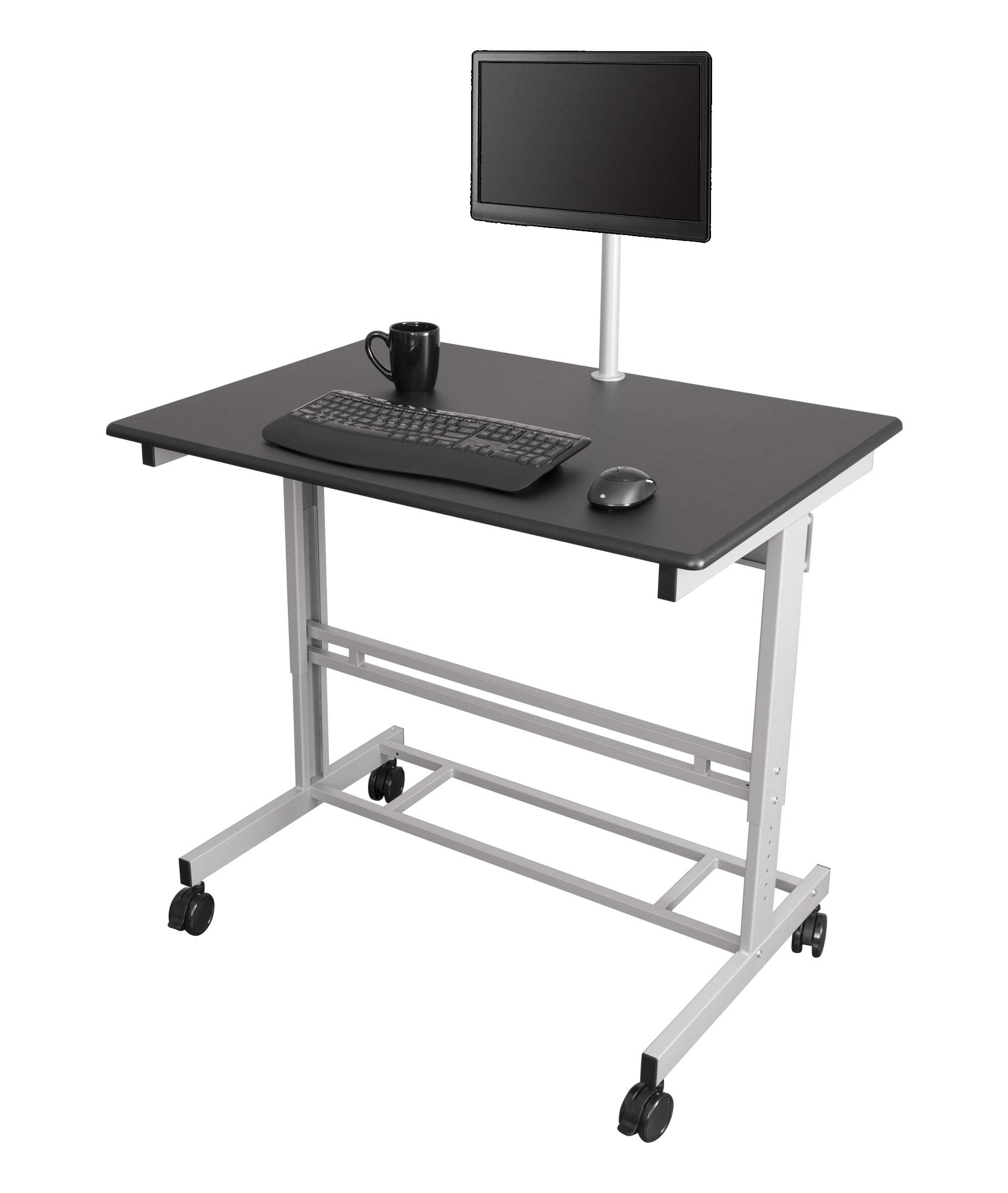 Adjustable Height Mobile Standing Desk with Monitor Mount - 40