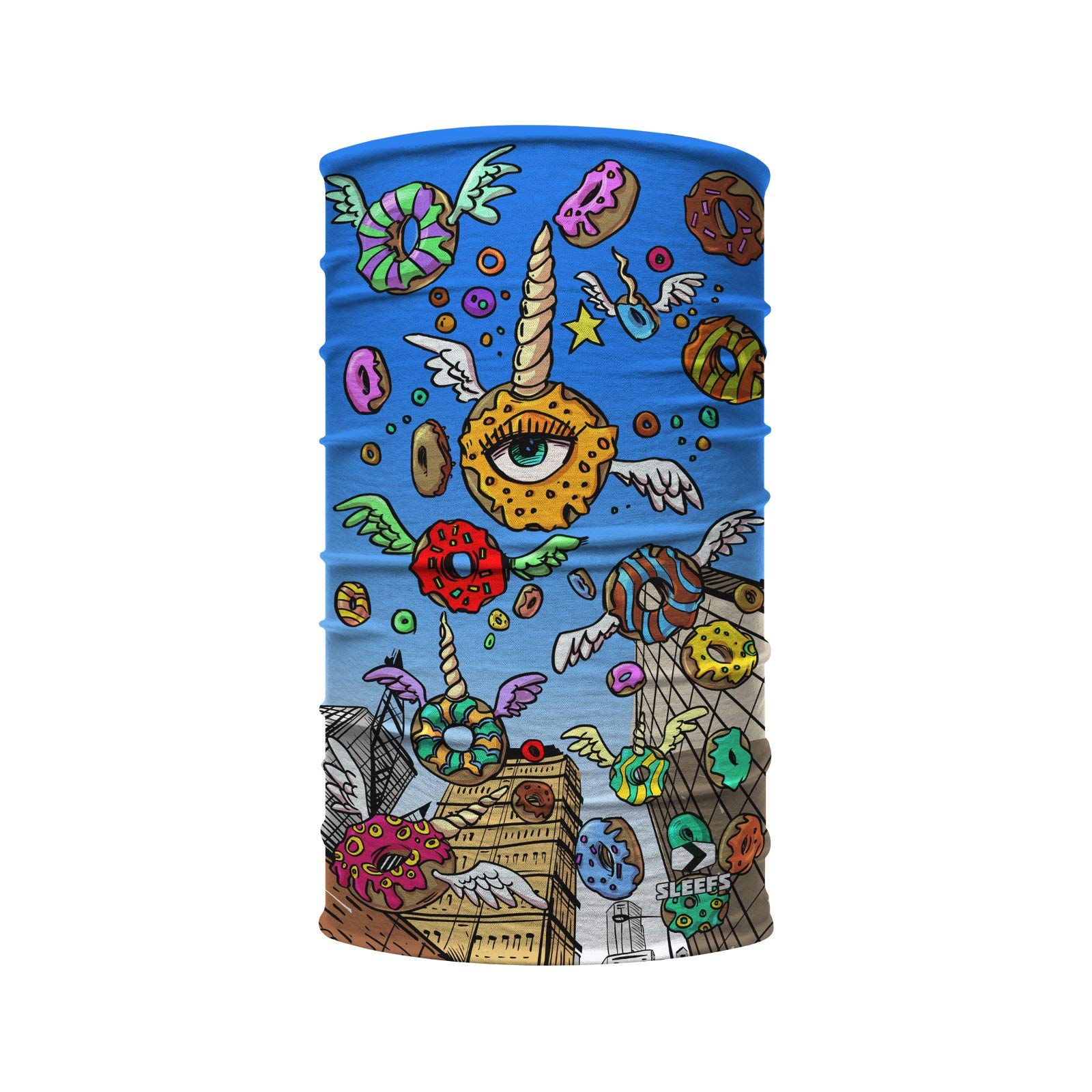 Kids Neck Gaiter - SLEEFS City Donuts Pattern Face Covering for Outdoor Activities, School, and Playtime