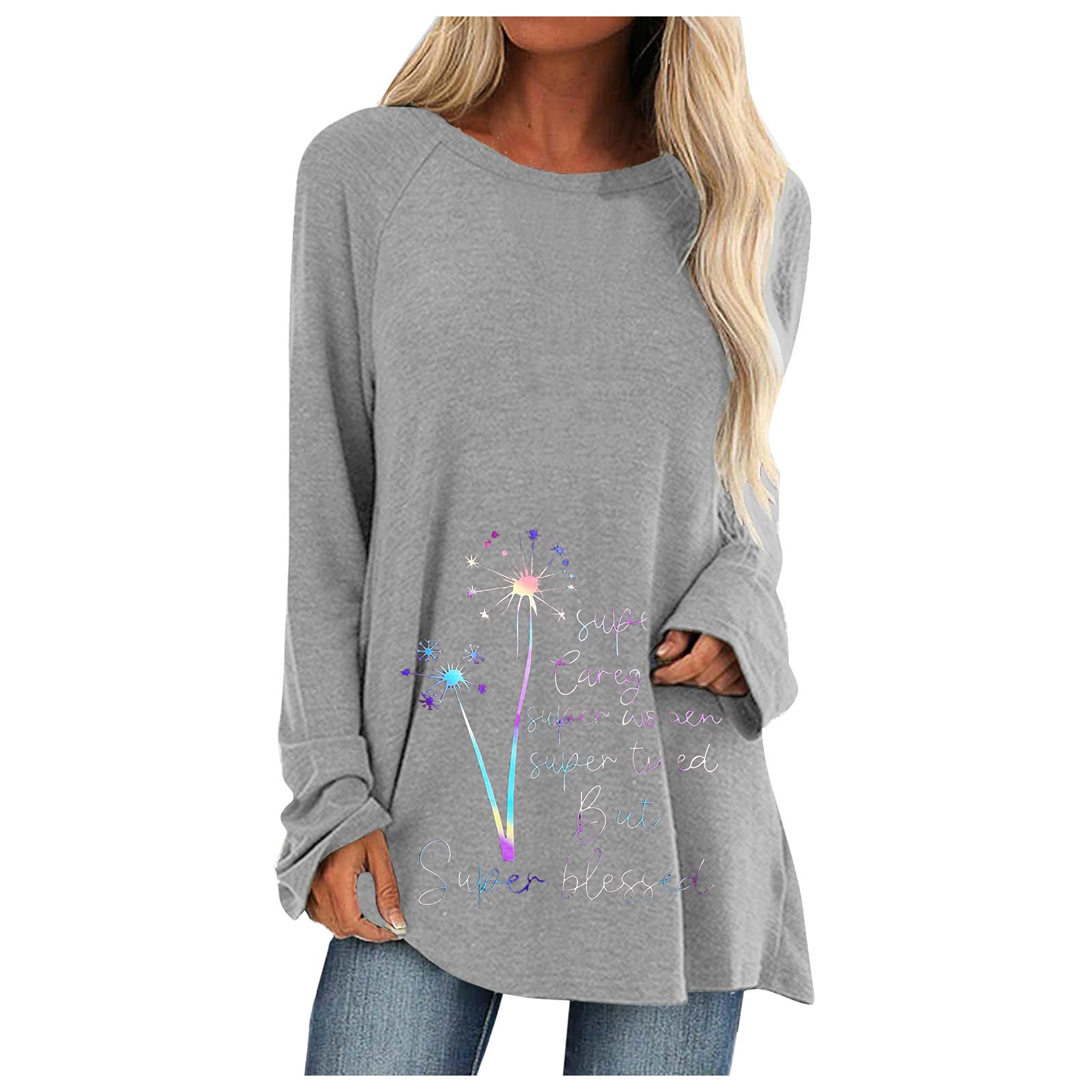 Women's Floral Print Tunic Top - Casual V-Neck Long Sleeve Blouse for Spring & Summer | Perfect for Office, Date Night & Weekend Outfits