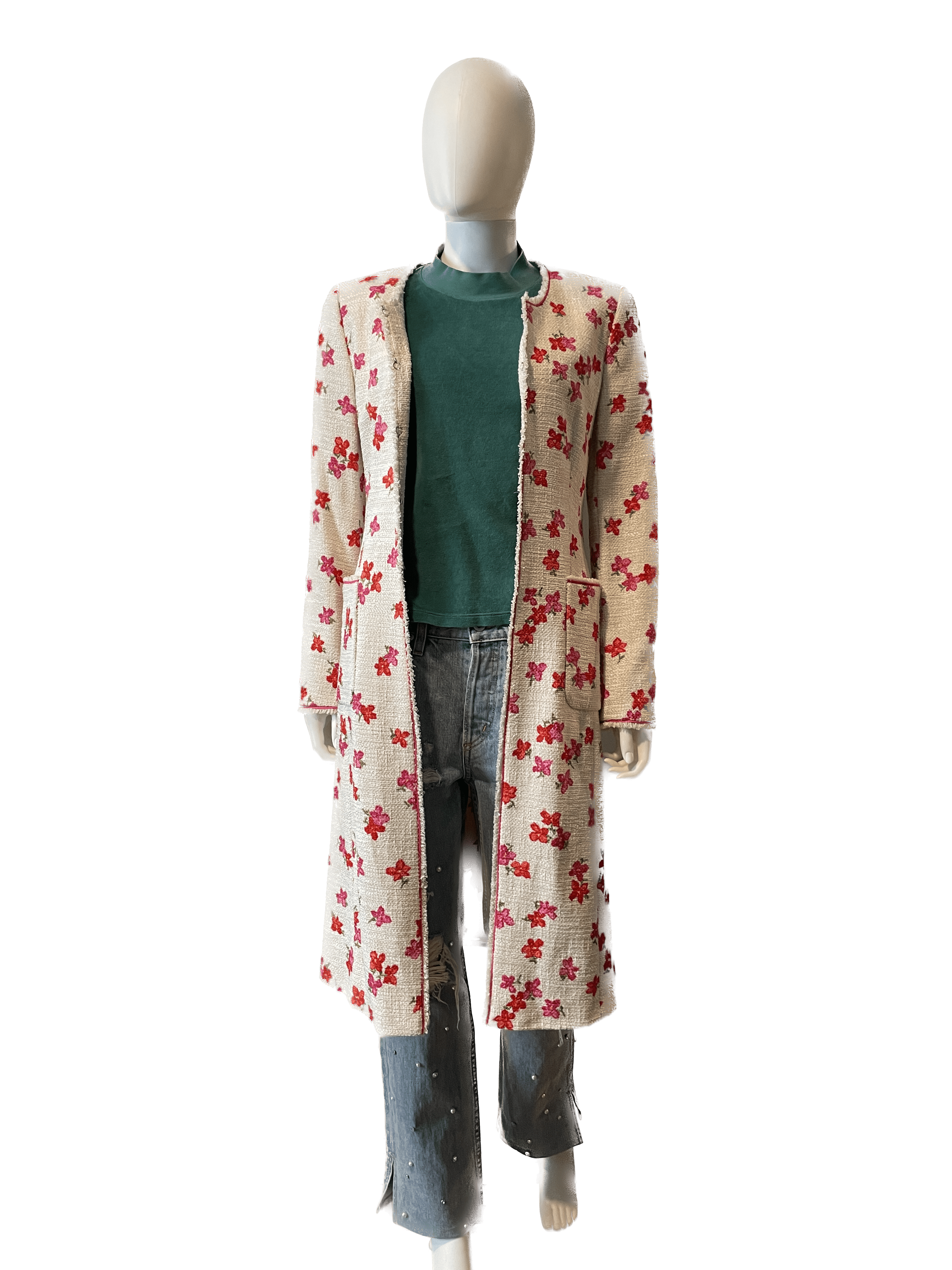 Escada Women's Summer Floral Coat Size 36/2 - Lightweight Jacket for Spring & Summer Outfits, Beach Cover-Up, and Evening Wear