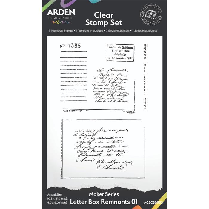 Arden Creative Studio Maker Series Letter Box Remnants 01 - 4x6 Inch Rubber Stamp Set for Card Making, Scrapbooking & DIY Crafts