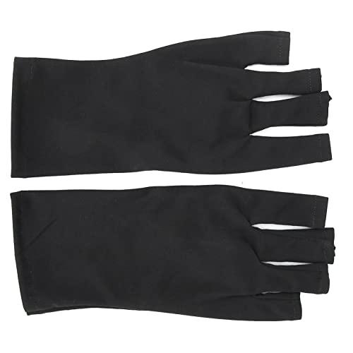 UV Protection Nail Art Gloves - Fingerless Anti-UV Gloves for LED Gel Curing Lamp, Manicure & Nail Care (Black) | Perfect for Salon Professionals & DIY Nail Enthusiasts at Home