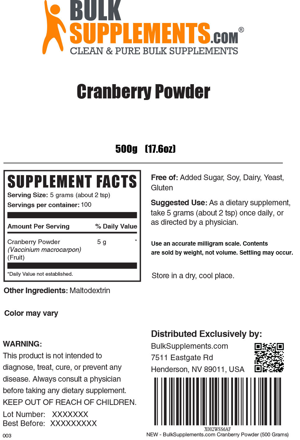 Organic Cranberry Powder for Smoothies & Baking - Antioxidant-Rich Superfood for Immune Support & Gut Health - Perfect for Smoothies, Yogurt, and Healthy Recipes