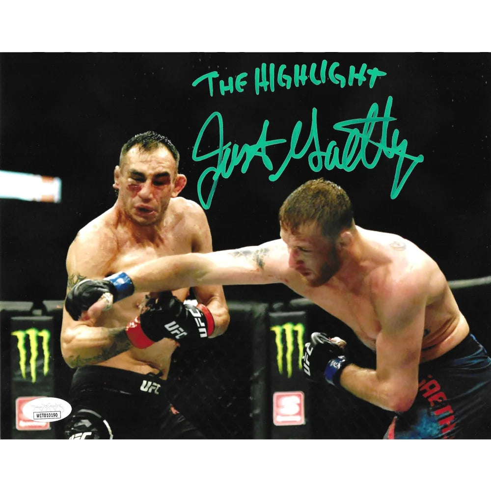 Justin Gaethje Autographed 8x10 Photo - Right Hook MMA UFC Fight Moment - JSA COA Certified - Perfect for UFC Fans, Sports Memorabilia Collectors & Man Cave Decor