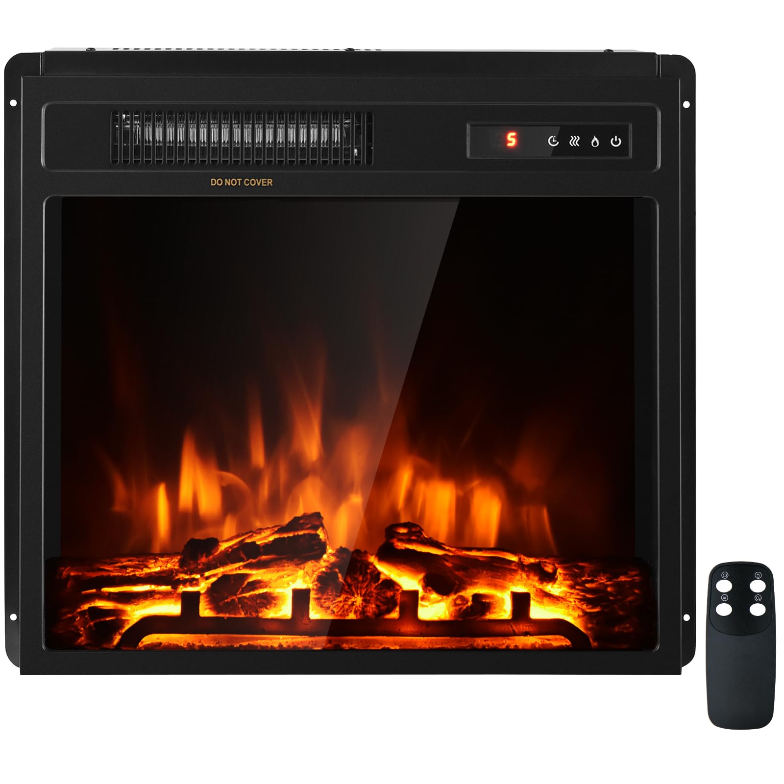 DORTALA 51CM Recessed Electric Fireplace Insert with Remote Control - Adjustable Flame Effect & Temperature, 9H Timer, 1500W - Perfect for Living Room, Bedroom & Office Heating