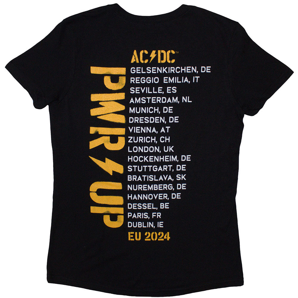 AC/DC Angus Triangle EU Tour 2024 Women's Graphic T-Shirt | Vintage Rock Band Tee for Concerts & Casual Wear