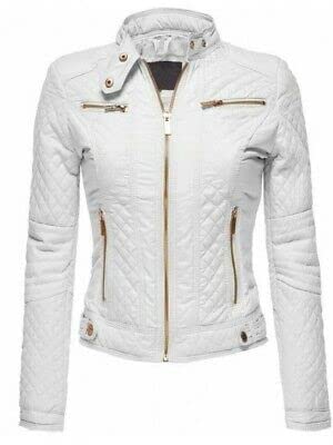 Women's Asymmetrical Zipper White Biker Leather Jacket - Genuine Leather Motorcycle Jacket for Women | Stylish Outerwear for Riding, Night Out & Fashion