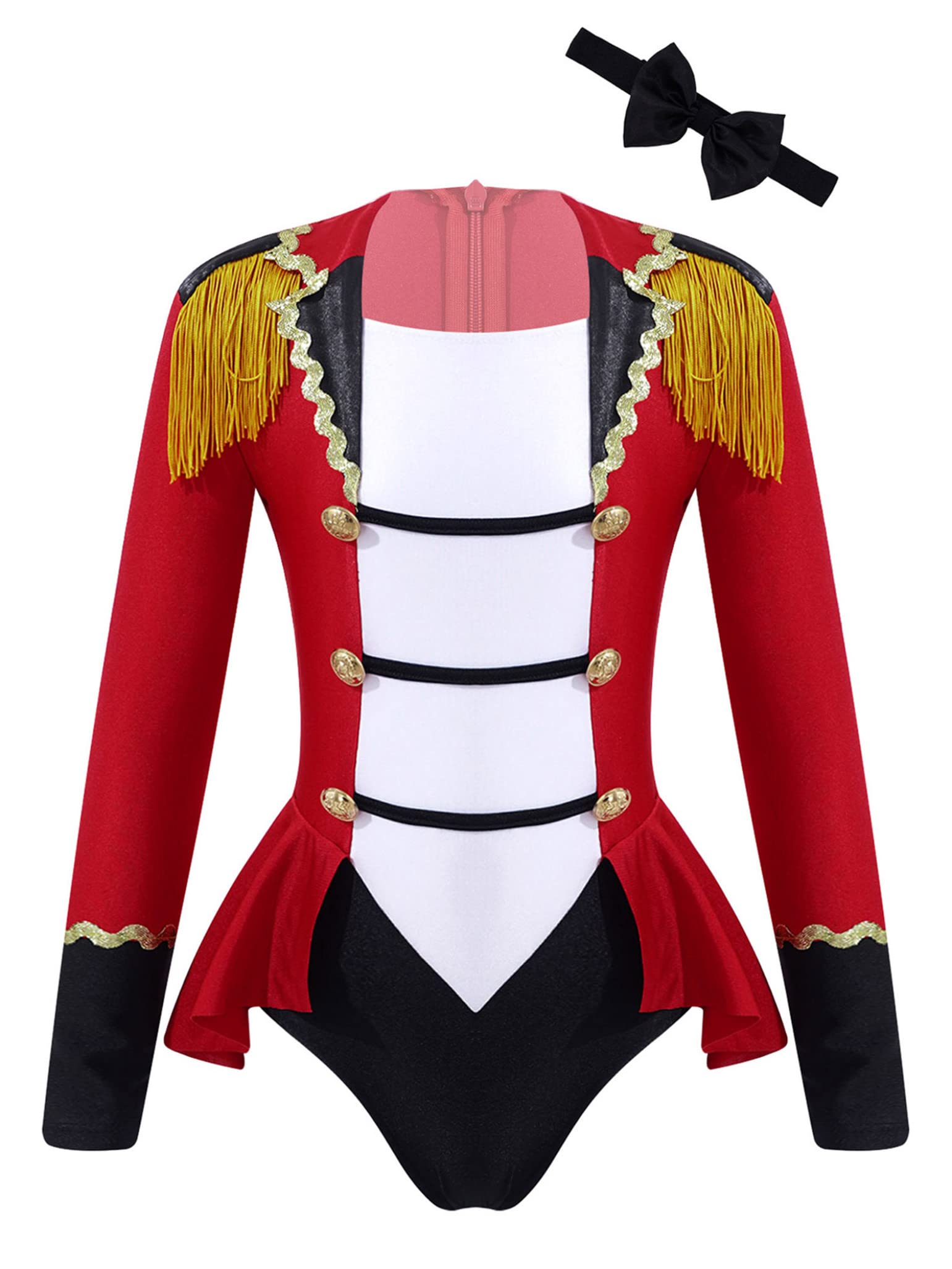 Moggemol Kids Girls Ringmaster Circus Show Tassel Bowknot Tutu Dress with Steampunk Hat - Festive Dancewear for Halloween, Cosplay, Carnival & Stage Performances