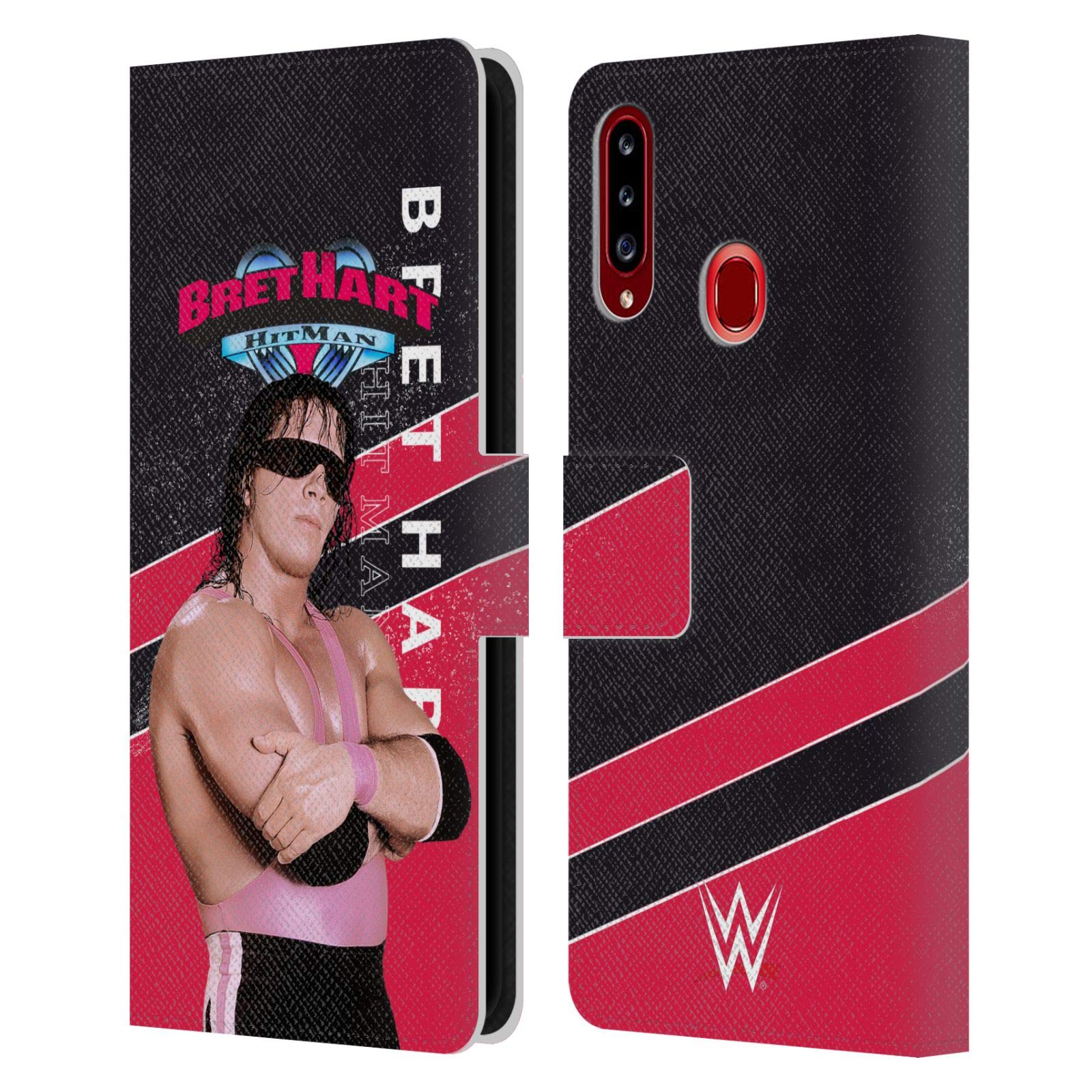 Head Case Designs WWE Retro Bret Hart Leather Book Wallet Case Cover for Samsung Galaxy A20s (2019) - Officially Licensed, Stylish Protection for Work & Travel