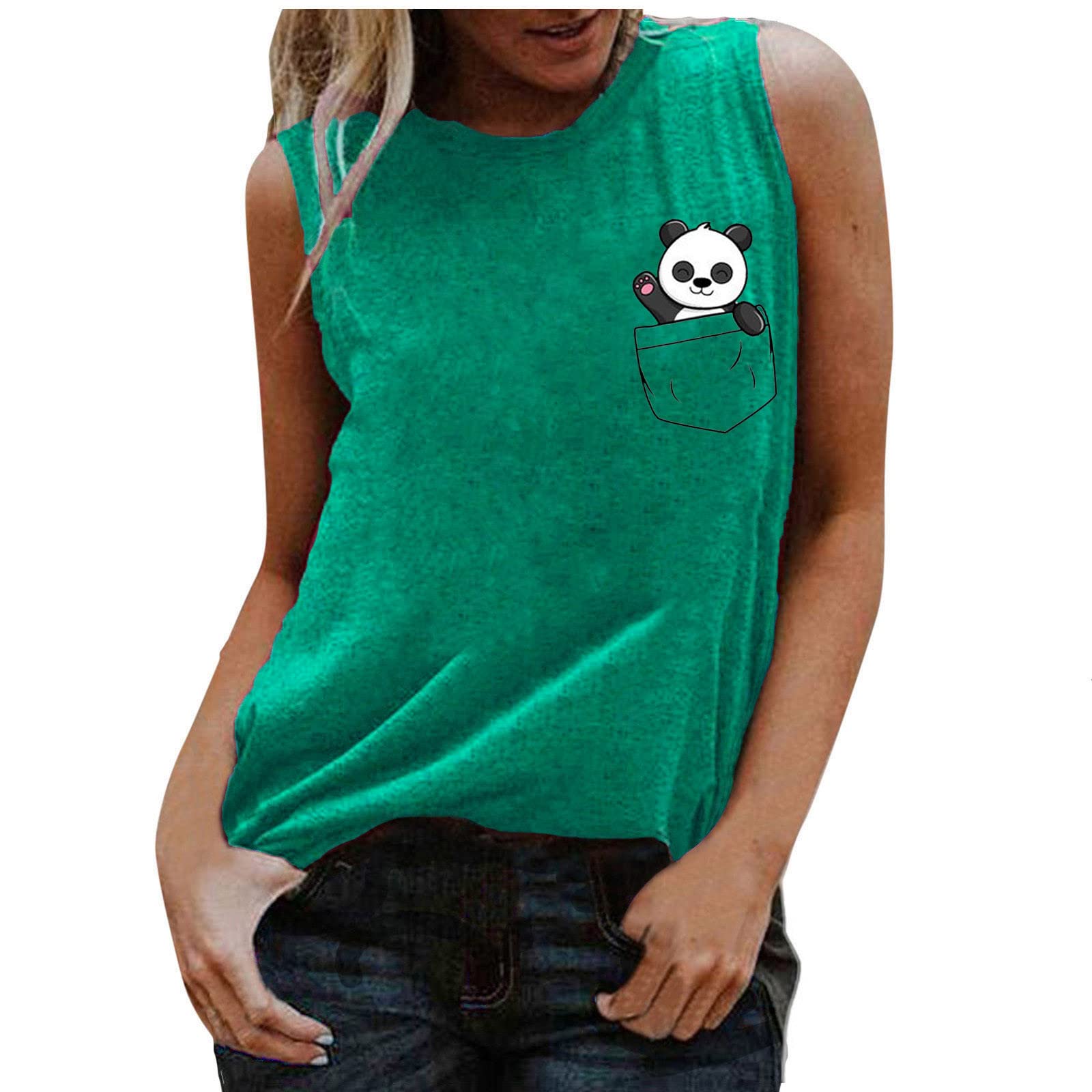 Women's Spaghetti Strap Tank Tops - Cute Cartoon Printed V-Neck Sleeveless Camisole Tee for Summer | Casual Wear, Beach Outfits, Gym Clothes & Lounge Fashion