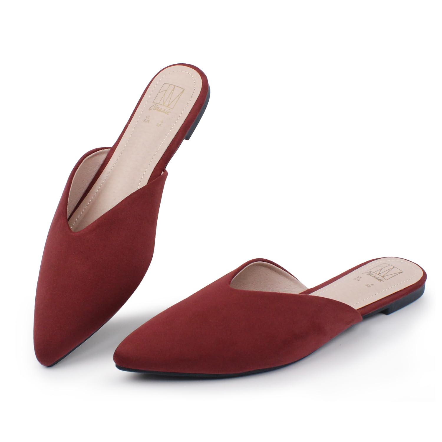 Hawkwell Women's Backless Slip-On Loafers - Comfortable Pointed Toe Mule Slides for Casual Wear, Office & Home Use