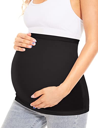 **Maternity Belly Band for Pregnant Women - Comfortable Pregnancy Support Belt for Jeans - Black - Perfect for Daily Wear, Work & Exercise**