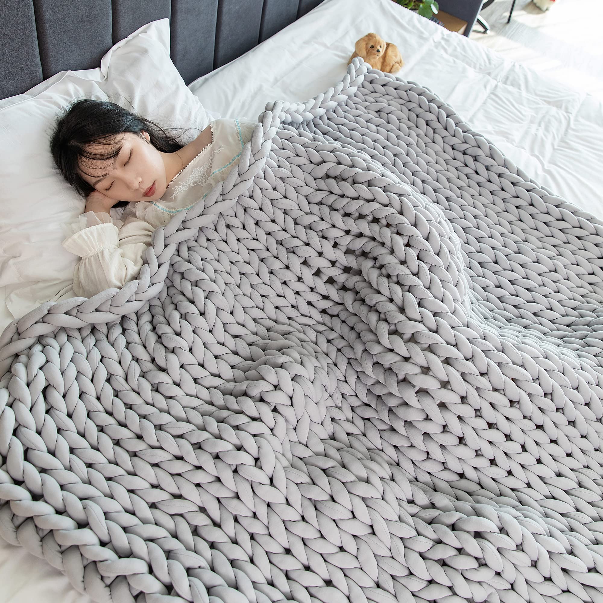 Chunky Knitted Weighted Blanket 20lbs - 60